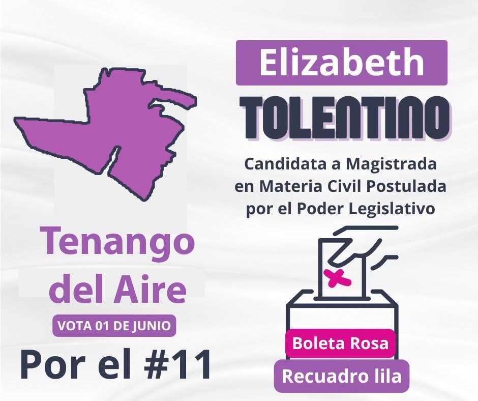 ElizabethTolenD's tweet photo. 📍EdoMéx Circuito 2
🗓 Vota el 1 de junio
🗳 Boleta Rosa | Recuadro lila
🔢 Marca el #11
¡Tu confianza es mi motor para seguir construyendo un mejor futuro para todas y todos! 💜 "Servir con Justicia es y siempre será mi compromiso contigo". https://t.co/D8gXcgROeM