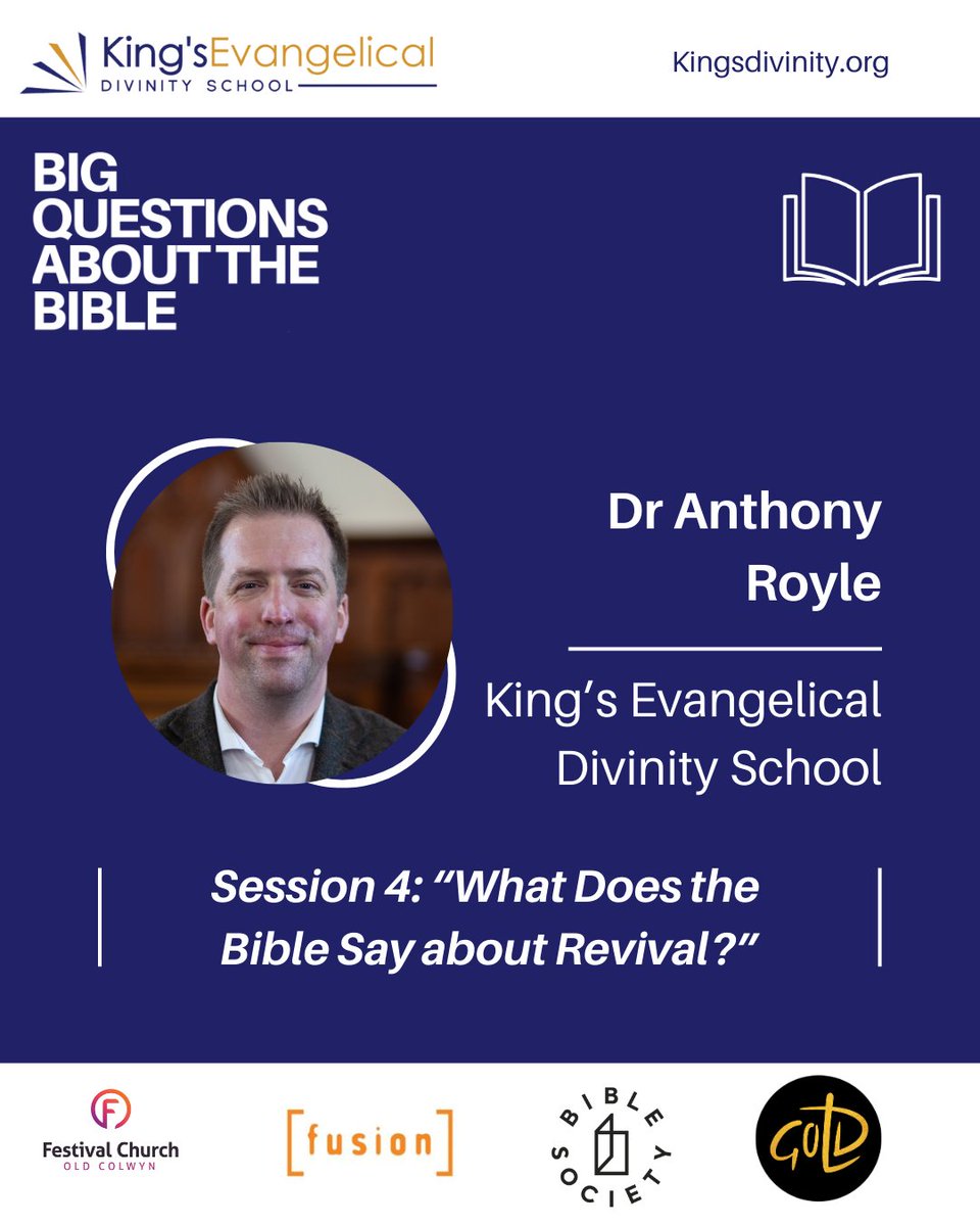 KingsDivinity's tweet image. What does the Bible say about revival?

Our principal Dr Anthony Royle will cover this question at our upcoming Big Questions event on July 12.

Register here: shorturl.at/EZPQm.