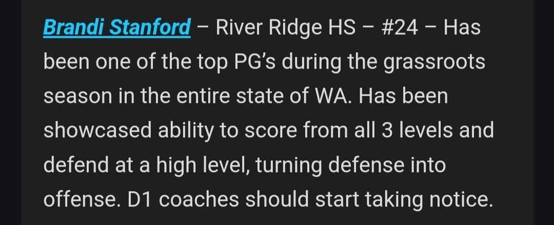 Brandi Stanford (@baller14brandi) on Twitter photo Thanks for the write up. <a href="/DevinRecord/">Devin Record | Coach, Recruiter, & Scout |</a> <a href="/PGHWashington/">Prep Girls Hoops Washington</a> Thanks for the write up. <a href="/DevinRecord/">Devin Record | Coach, Recruiter, & Scout |</a> <a href="/PGHWashington/">Prep Girls Hoops Washington</a>