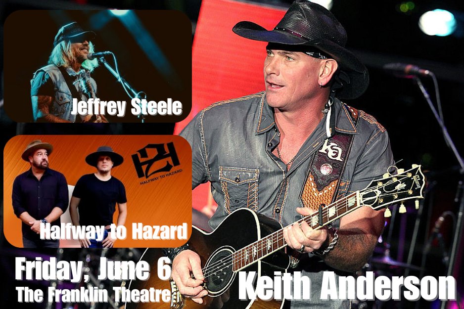 Keith Anderson (@kacom) on Twitter photo The fans have spoken! We asked who you want to see at The Franklin Theatre 20th Anniversary Acoustic Show on June 6, and now we’ve got ‘em! <a href="/HalfwayToHazard/">Halfway to Hazard®</a> and Jeffrey Steele will be joining to share stories and songs from the last two decades. C'MON!
keithanderson.com/tour The fans have spoken! We asked who you want to see at The Franklin Theatre 20th Anniversary Acoustic Show on June 6, and now we’ve got ‘em! <a href="/HalfwayToHazard/">Halfway to Hazard®</a> and Jeffrey Steele will be joining to share stories and songs from the last two decades. C'MON!
keithanderson.com/tour
