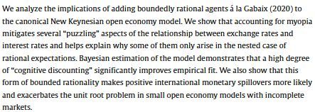 New at JIE: "Monetary policy and exchange rate dynamics in a behavioral open economy model", by Marcin Kolasa, Sahil Ravgotra (<a href="/sahil_ravgotra/">Sahil Ravgotra</a>), Pawel Zabczyk

doi.org/10.1016/j.jint…