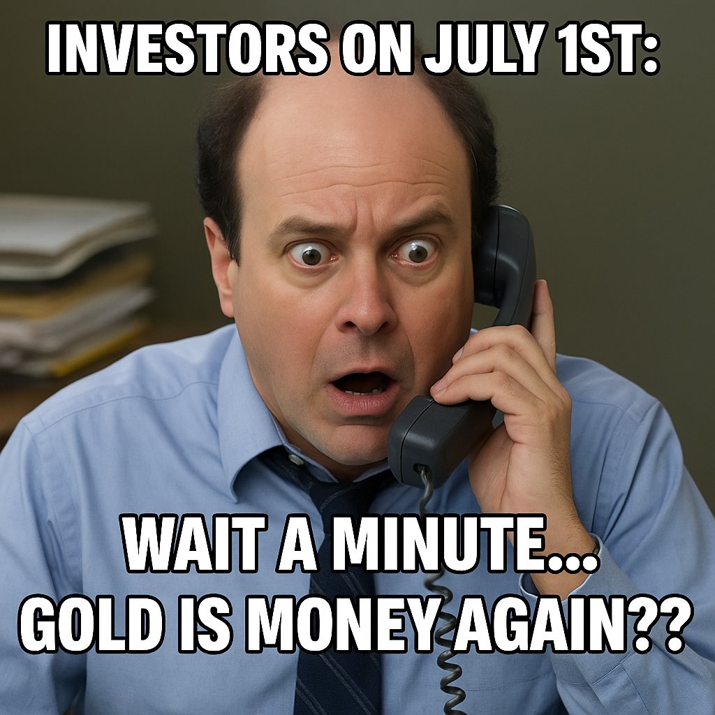I don’t care if it sounds “conspiratorial” anymore.

The global monetary system is changing.
And most investors are going to be blindsided.

Let’s talk about what’s happening July 1—and why #gold may never be the same again:👇

Gold has always been money.

But since Nixon took us