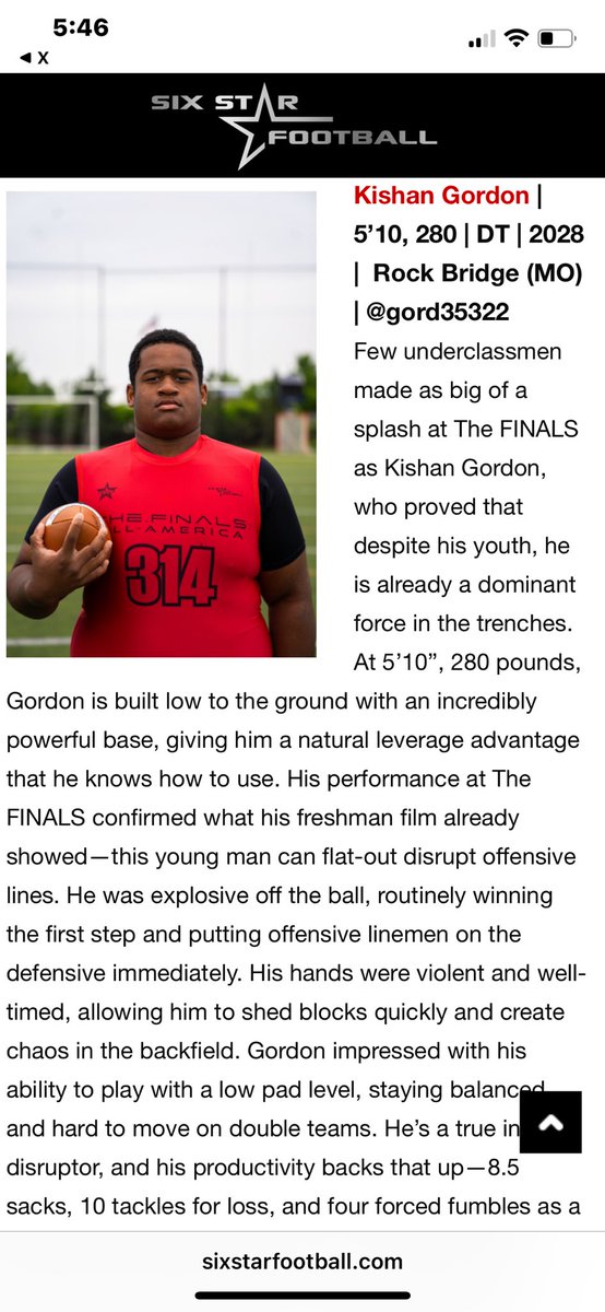KGordon98's tweet photo. Thank you @sixstarfootball and @6starfootballMO for the write up and shout out‼️‼️ #blessed #allglorytogod @Coach_Perkins @jakefloyd44 @CoachPoe1914 https://t.co/XHaphn7kPe