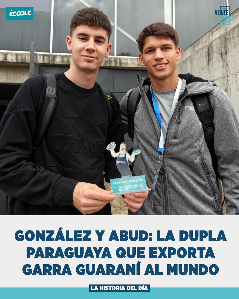 VeinteDiez's tweet photo. 🇵🇾🌟 Si Paraguay aspira con ser la tercera potencial mundial, mucho tendrán que ver Mariano González y Martín Abud

Hoy vencieron a Ayats-García, la pareja Nº 2 de la qualy, para acceder al cuadro de #BuenosAiresP1

Merecida distinción #LaPegadaPerfecta de VeinteDiez by Eccole https://t.co/OLKw8fyQDU