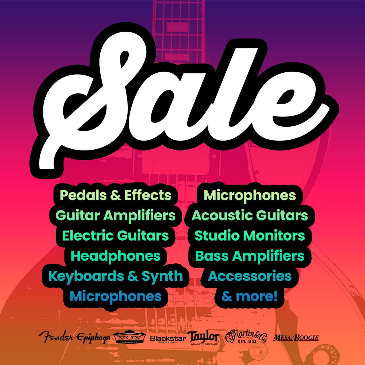 bananasatlarge's tweet image. There's still time to find great deals on New and Pre-Owned Pedals &amp;amp; FX, Guitar Amps, Electric Guitars, Headphones, Keyboards &amp;amp; Synths, Mics, Acoustic Guitars, Studio Monitors, Bass Amps, PA Systems, Accessories, and more! Shop &amp;gt; rb.gy/c2c5xg #bananasatlarge