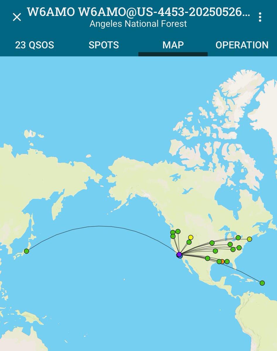 Kn6Pqf's tweet photo. I finally started using PoLo. Very cool app. I activated US-4453 and got into Japan and a P2P at St. Kitts &amp; Nevis KN-0001! The ATAS never lets me down. And the new mount lets me tune down to 30m and 40m now. #truckbedcounterpoise #POTA #CWForever #ATAS120 #TeamTaco #hamradio https://t.co/X68Rk4P6Ra