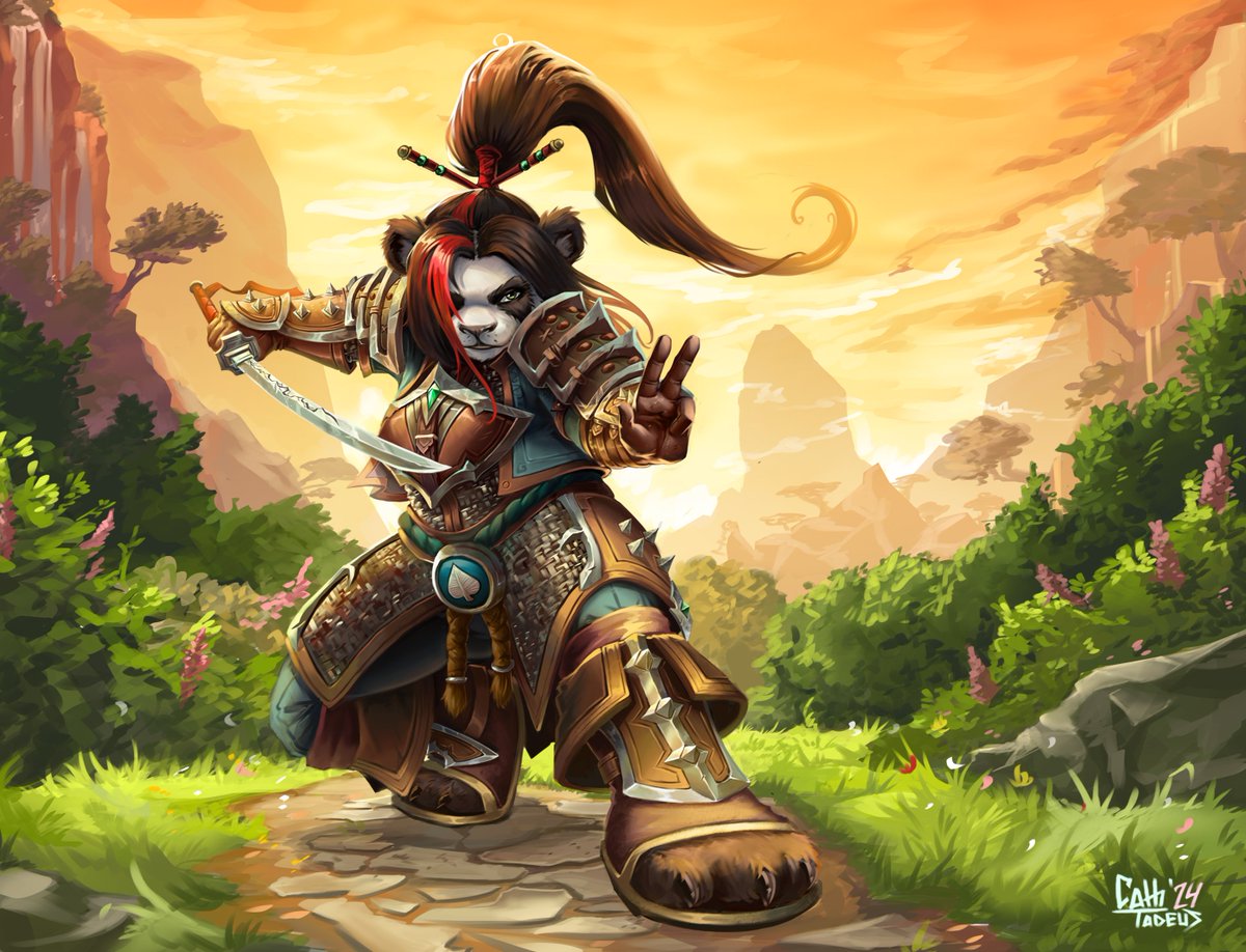 CathTadeus's tweet photo. Hey there, fellow pandaren lovers! While the next batch of art is brewing (like fine tea), here’s some previous fluff to warm your hearts! Thanks for being here! 🐾💖 #WoW #Pandaren #digitalart https://t.co/NmAskxstXi