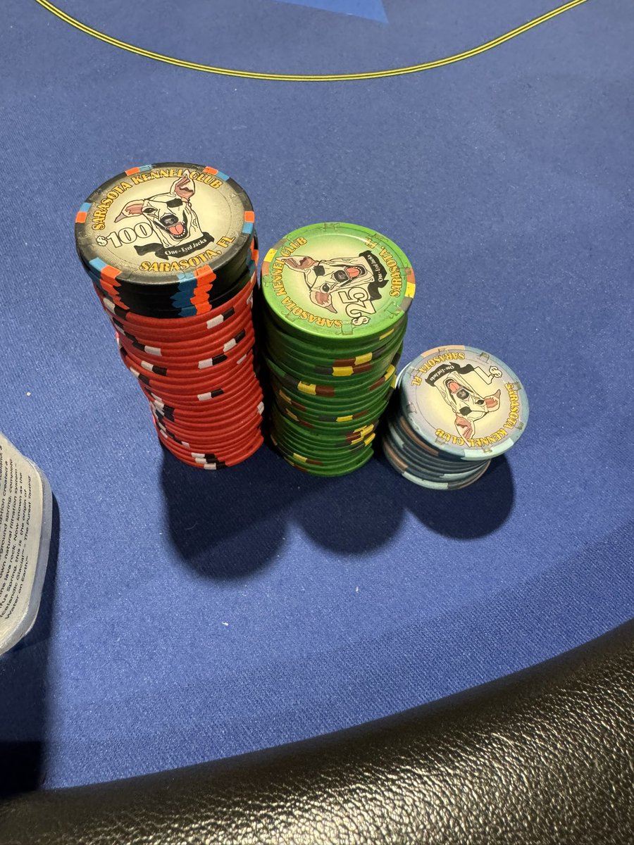 RogerOnTheRadio (@rogerontheradio) on Twitter photo Had time to kill before my flight out of Sarasota so…<a href="/1EyedJackspoker/">One-Eyed Jacks poker room</a>
This is 3 hours of poker in a nutshell: +85. -225. +455. +164 Ended -$12. So I paid $4/hr for entertainment.
Ive done better!🤷🏻
Loved the room, great dealers,
friendly players. ⭐️⭐️⭐️⭐️ Had time to kill before my flight out of Sarasota so…<a href="/1EyedJackspoker/">One-Eyed Jacks poker room</a>
This is 3 hours of poker in a nutshell: +85. -225. +455. +164 Ended -$12. So I paid $4/hr for entertainment.
Ive done better!🤷🏻
Loved the room, great dealers,
friendly players. ⭐️⭐️⭐️⭐️