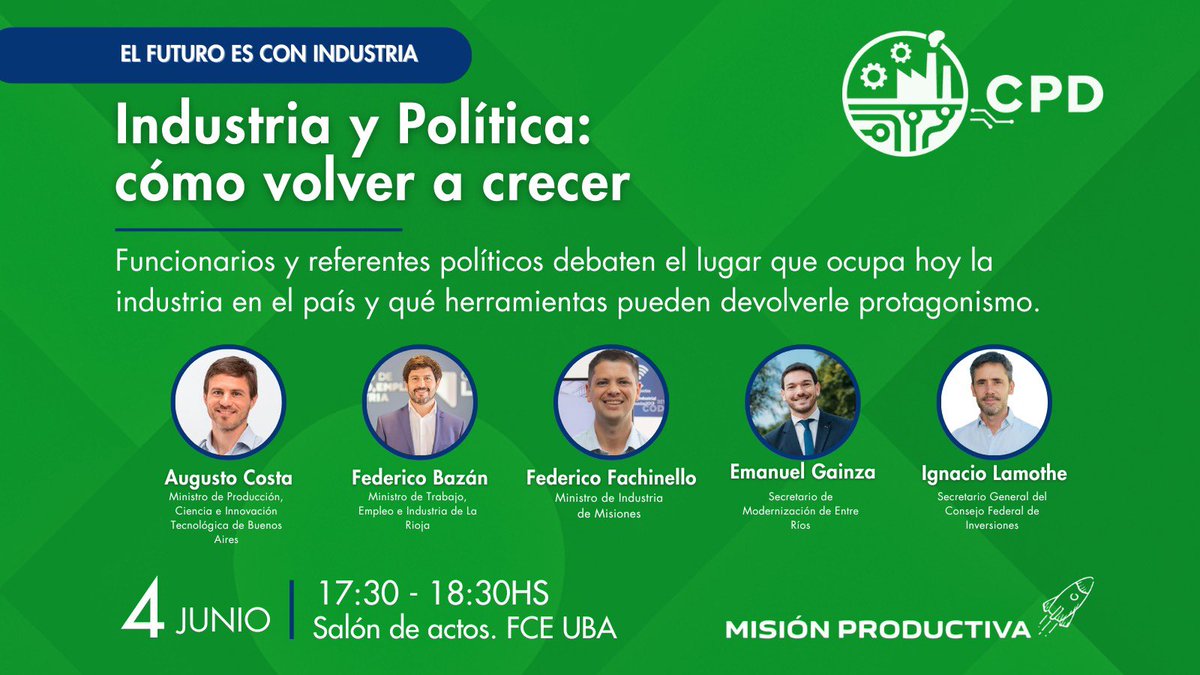 2️⃣ Industria y Política: cómo volver a crecer

Ministros y funcionarios se reúnen para problematizar la situación actual de la industria y debatir los desafíos para volver a crecer con empleo, inversión y visión federal 📊