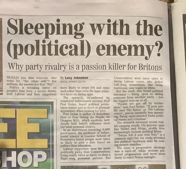 lucy johnston (@thelucyjohnston) on Twitter photo Cancel culture killing off romance - new dating trend shows how Plotics wreaking havoc on UK love lives
<a href="/profpauldolan/">Prof Paul Dolan</a> Cancel culture killing off romance - new dating trend shows how Plotics wreaking havoc on UK love lives
<a href="/profpauldolan/">Prof Paul Dolan</a>