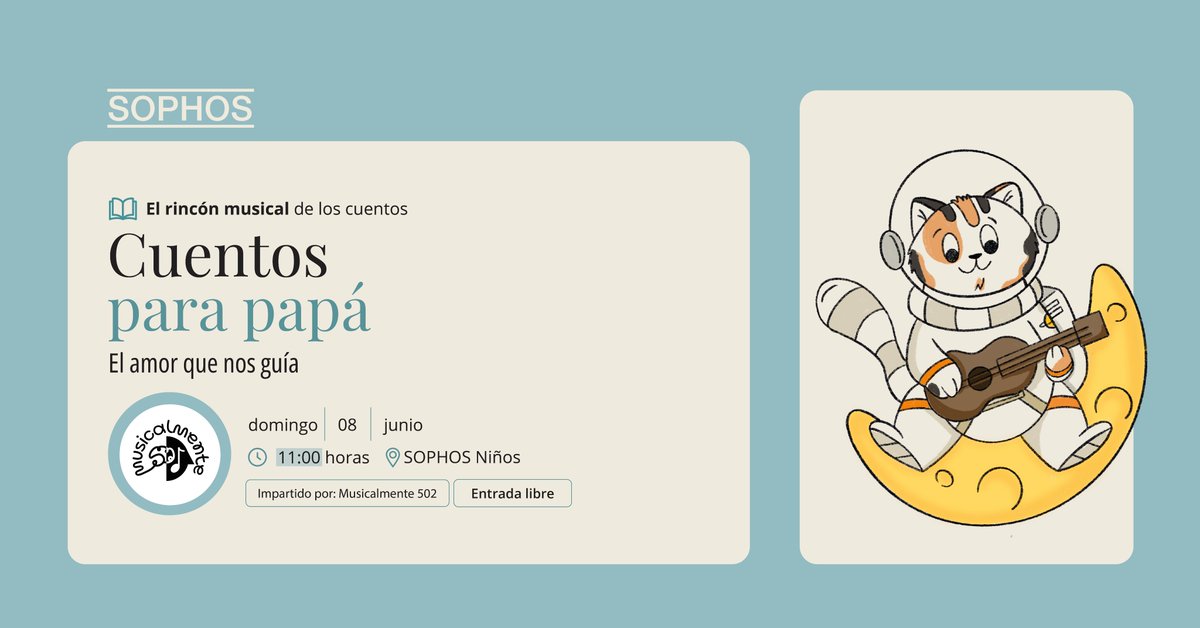 Este junio, El rincón musical de los cuentos celebra a los papás con historias y melodías que evocan amor, cuidado y gratitud. Un evento familiar moderado por Musicalmente 502, pensado para rendir homenaje a quienes nos han guiado con su ejemplo.

📍 Plaza Fontabella, SOPHOS