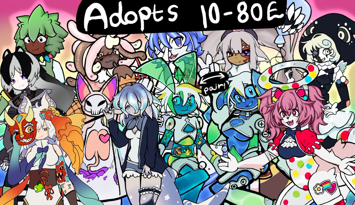 BOOSTING!
My adopts! (Price range below!)
You can buy on Touhouse or Kofi!
#adopt #art #ocart 
TH:toyhou.se/NeonWillowLeaf…
KOFI:ko-fi.com/neonwillowleaf…