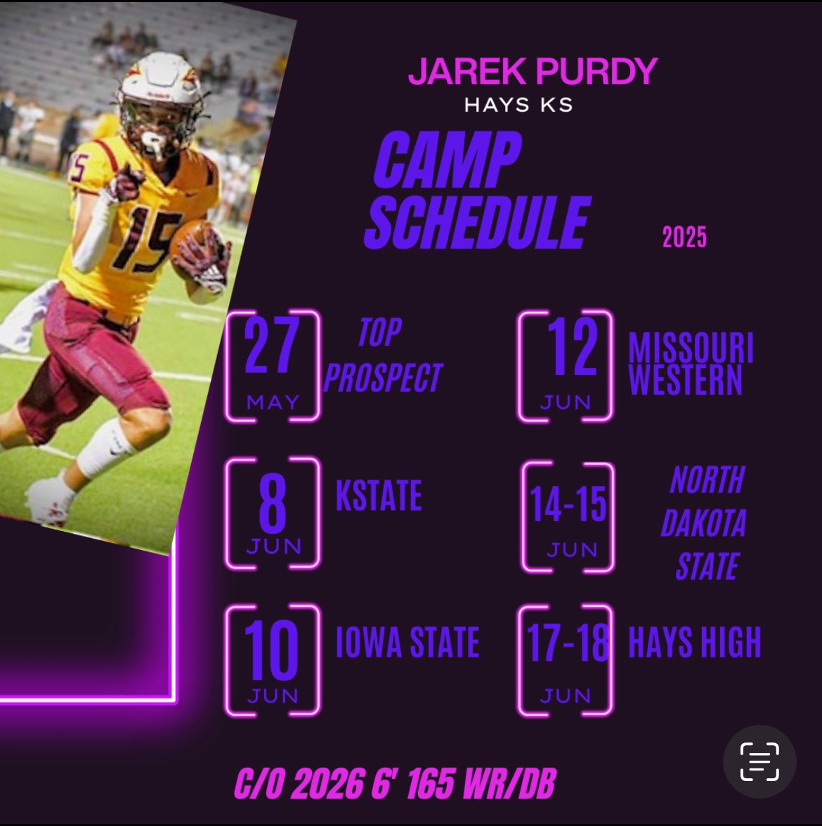 jarek purdy (@jarekp0) on Twitter photo Excited to start Camp Season at <a href="/sharp_spelite/">Sharp Performance</a> Top Prospect tomorrow. Thankful for all the opportunities
June-8th KSU <a href="/spedbraet/">Taylor Braet</a> <a href="/Coach_Middleton/">Matthew Middleton</a>
June-10th ISU <a href="/Coach_NPauley/">Noah Pauley</a> <a href="/TrentSlattenow/">Trent Slattenow</a>
June-12 MWSU <a href="/abellboys/">Aaron Bell</a> <a href="/CoachStLouis/">Patrick St. Louis</a>
June 14/15th NDSU <a href="/CoachCrutchley/">Steve Crutchley</a> <a href="/CoachDKlieman/">Devin Klieman</a> Excited to start Camp Season at <a href="/sharp_spelite/">Sharp Performance</a> Top Prospect tomorrow. Thankful for all the opportunities
June-8th KSU <a href="/spedbraet/">Taylor Braet</a> <a href="/Coach_Middleton/">Matthew Middleton</a>
June-10th ISU <a href="/Coach_NPauley/">Noah Pauley</a> <a href="/TrentSlattenow/">Trent Slattenow</a>
June-12 MWSU <a href="/abellboys/">Aaron Bell</a> <a href="/CoachStLouis/">Patrick St. Louis</a>
June 14/15th NDSU <a href="/CoachCrutchley/">Steve Crutchley</a> <a href="/CoachDKlieman/">Devin Klieman</a>
