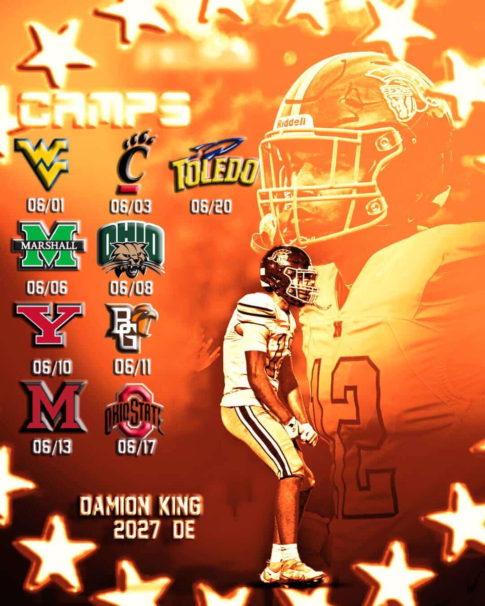 Damion King (@dame24_k) on Twitter photo Here’s my camp schedule for my upcoming junior season. <a href="/WNWarriorsFB/">Westerville North Football</a> <a href="/Jacksonville8/">Stanley jackson</a>
<a href="/270Gridiron/">270 Gridiron 🏈</a> Here’s my camp schedule for my upcoming junior season. <a href="/WNWarriorsFB/">Westerville North Football</a> <a href="/Jacksonville8/">Stanley jackson</a>
<a href="/270Gridiron/">270 Gridiron 🏈</a>