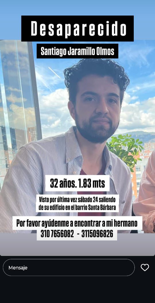 Sandra_ForeroR's tweet photo. Divulguemos para encontrar a Santiago Jaramillo Olmos. https://t.co/Z4HvHKphxZ