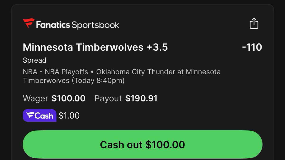 ChalkSnortin's tweet photo. 🚨Timberwolves +3.5 (-110)🚨
Wager: 10u on Fanatics💰
This Wolves team plays real defense, and they’ve got the size to throw OKC off rhythm. Close game or outright win — either one gets it done.
Let’s howl.
#NBAPlayoffs #GamblingCommunity #GamblingX https://t.co/ASQP4aFNfC