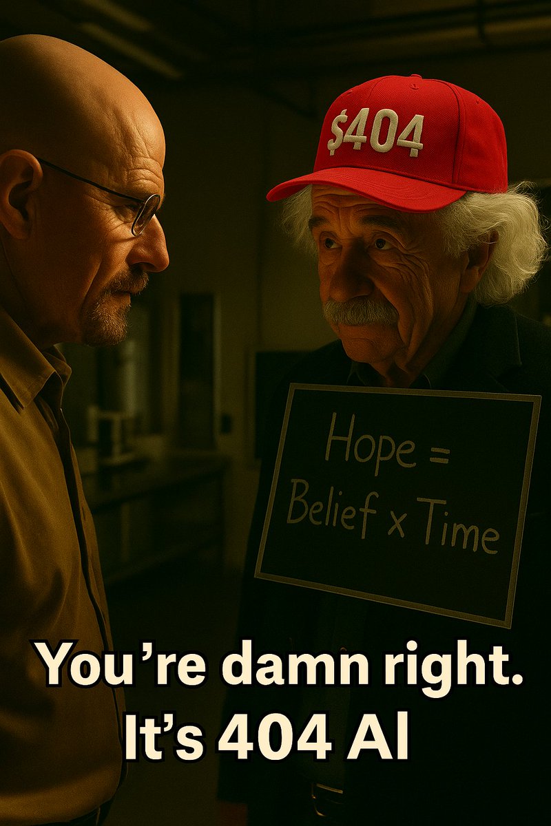 404protocolcoin's tweet image. No meth. Just memes.
No empire. Just protocol.
“You’re damn right. It’s 404 Al.”

We’re not cooking — we’re deploying belief.

#404protocol #jointheprotocol #memecoin #futureloading #builders #buggedandblessed #BreakingBad