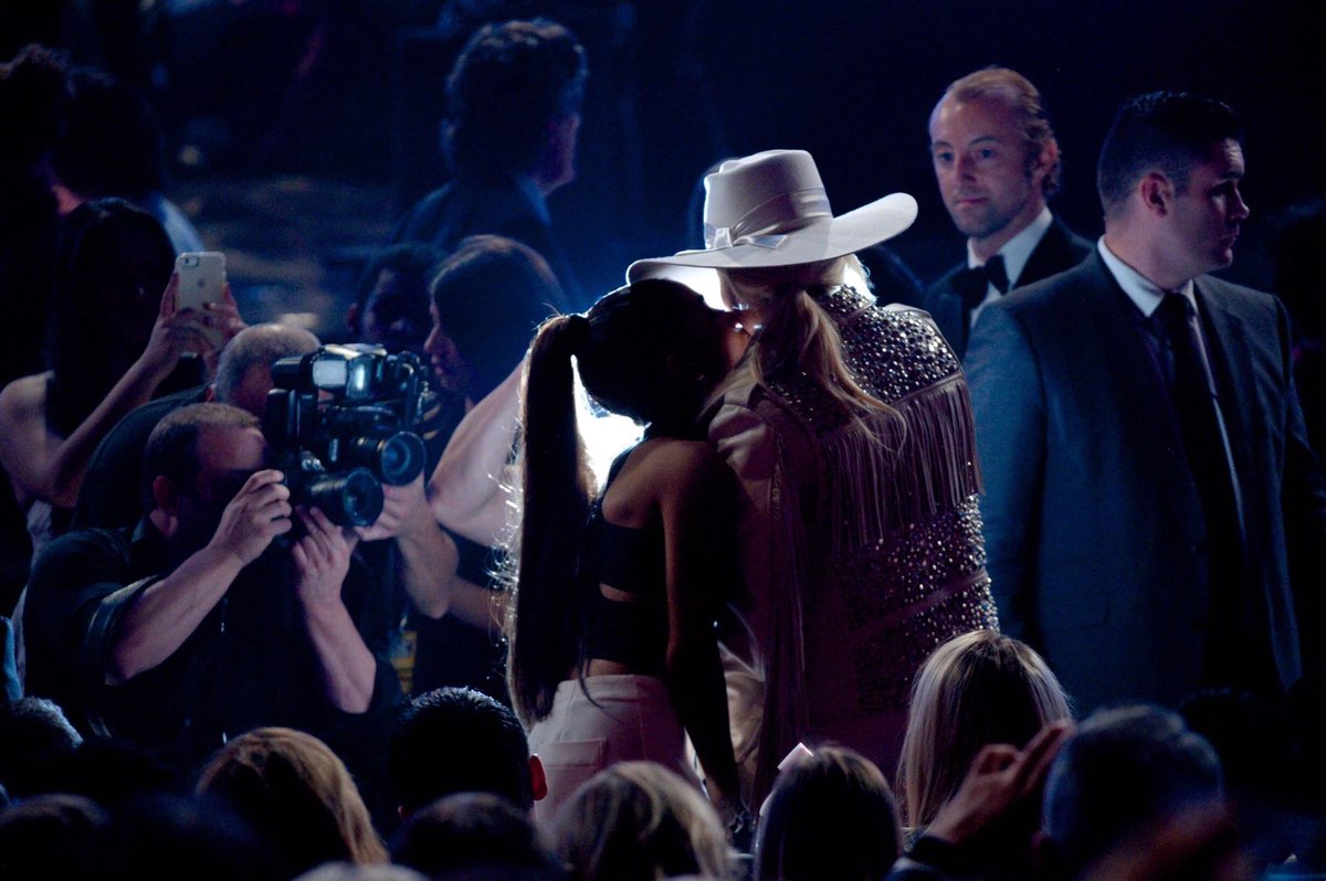 Lady Gaga and Ariana Grande at the 2016 #AMAs