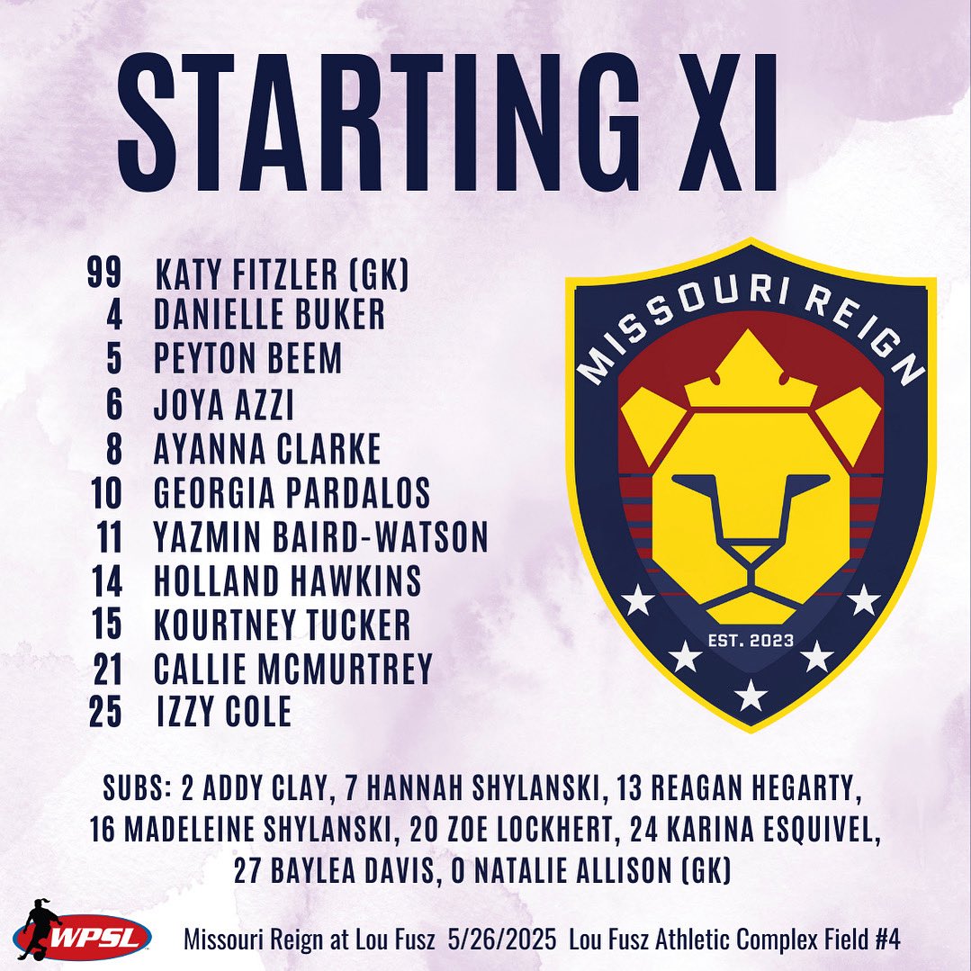 Starting XI for tonight’s WPSL match!

Kickoff in 8 minutes!