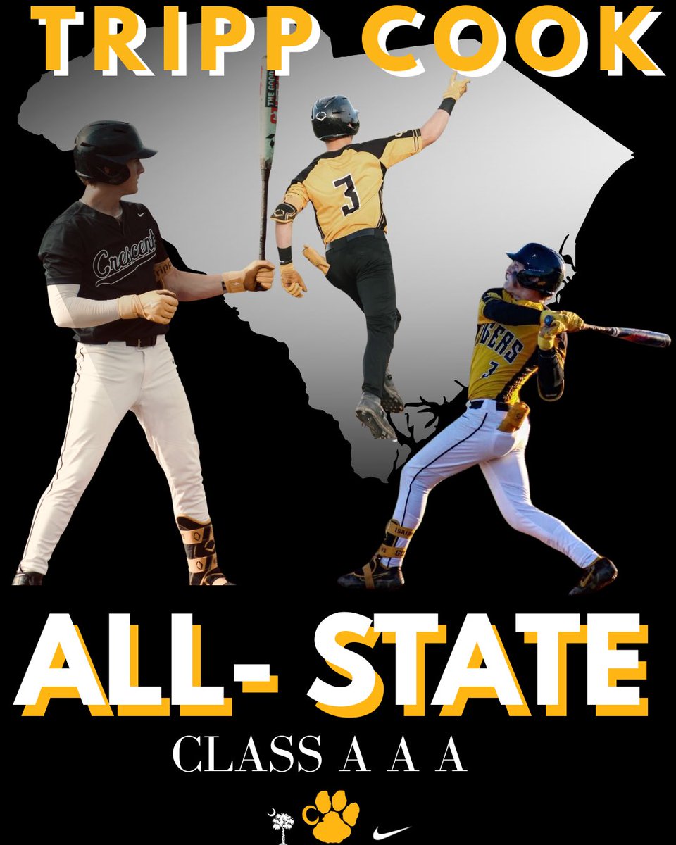 CrescentBSB's tweet image. Crescent Baseball would like to congratulate Tripp Cook on being named to the South Carolina Baseball Coaches Association 3A All-State Team.