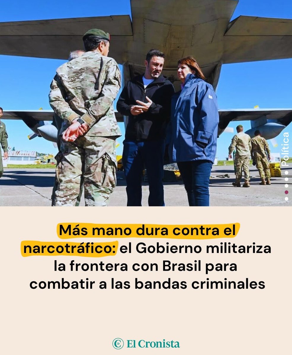 🪖🇦🇷🇧🇷 EL GOBIERNO MILITARIZA LA FRONTERA CON BRASIL‼️

¿A FAVOR DE ESTA MEDIDA?

1- SI ✅ 
2- NO ❌