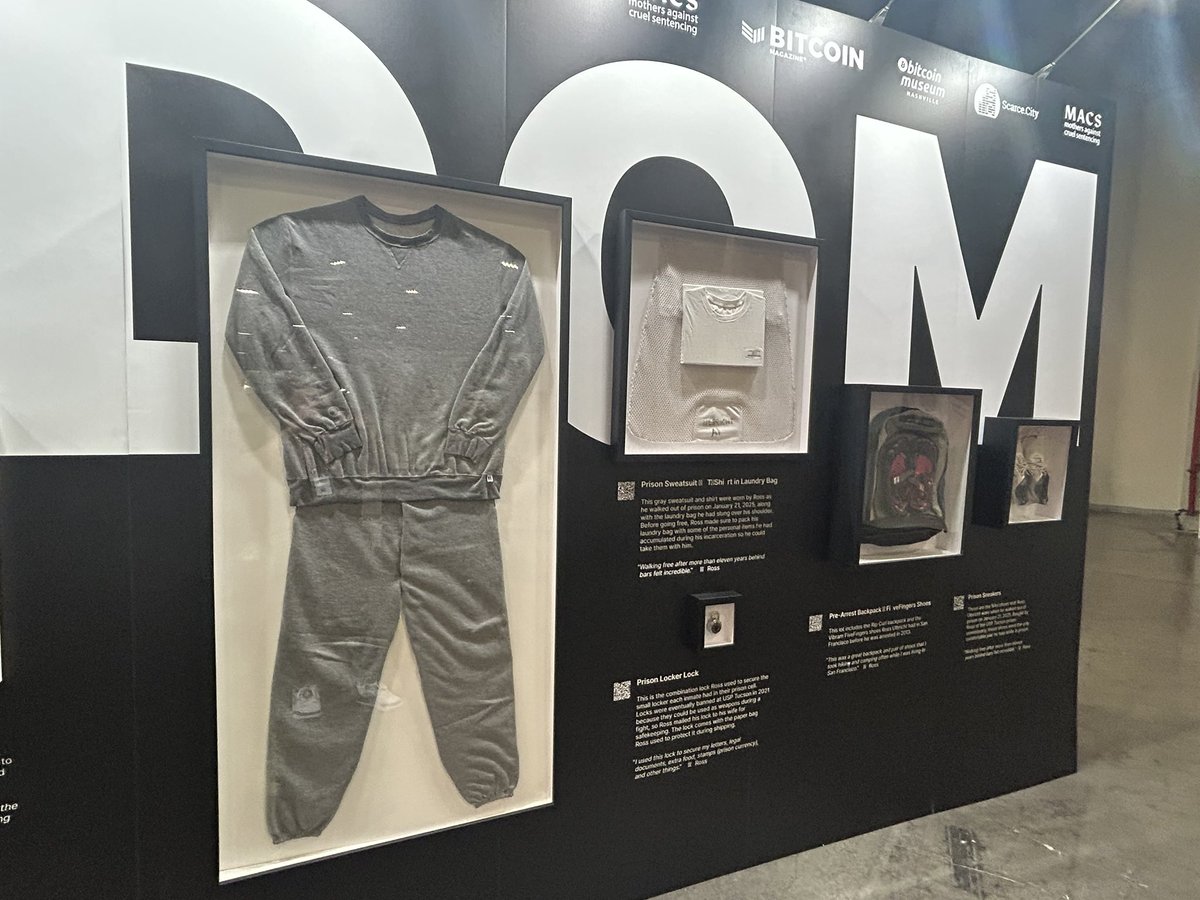 Anthony Cormier (@a_cormier_) on Twitter photo If you want to understand the vibe at #Bitcoin2025, here is a wall displaying Ross Ulbricht’s prison gear like religious artifacts. If you want to understand the vibe at #Bitcoin2025, here is a wall displaying Ross Ulbricht’s prison gear like religious artifacts.