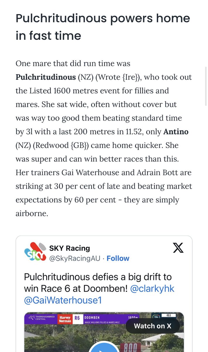 “They are simply airborne” <a href="/TTRAusNZ/">TTR AusNZ</a> 

G1 NZ Oaks winner PULCHRITUDINOUS 🟢⚪️ finished off strong 💨 in the G3 Magic Millions Fillies &amp; Mares Mile on Saturday for <a href="/YulongInvest/">Yulong Investments</a>. This 🥝 import looks to be in for an exciting campaign 🔥