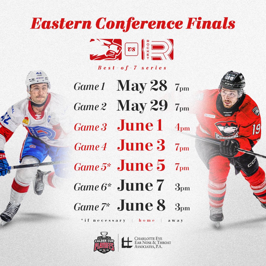 Eastern Conference Finals at the Coliseum is going to be unreal 🔥

Be there!
🎟️ charlottecheckers.com/playoff-inform…