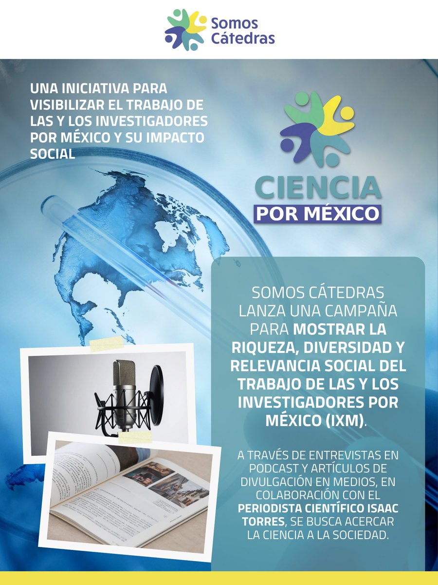 🔬 ¡Lanzamos Ciencia por México! Desde Somos Cátedras, visibilizamos las investigaciones del personal IxM de la <a href="/Secihti_Mx/">Secretaría de Ciencia</a>. Podcast + artículos con el periodista científico Isaac Torres. Primer episodio: miércoles.
#CienciaPorMéxico #IxM #SomosCátedras #Ciencia