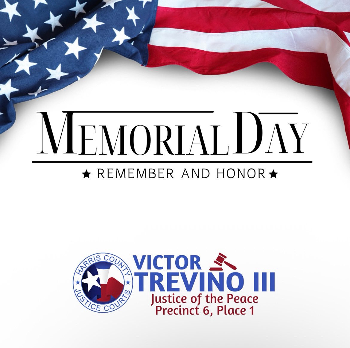 JudgeTrevinoIII's tweet image. This Memorial Day we remember and honor those who have made the ultimate sacrifice to protect and defend our freedoms. We remember their legacy to ensure they are never forgotten. ❤️🙏🏽