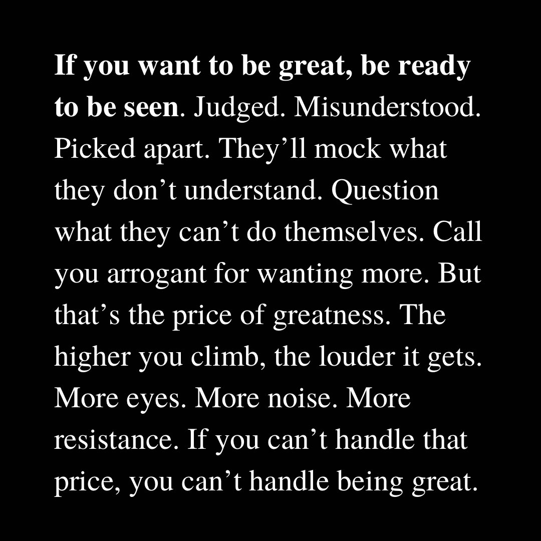The price of greatness:
