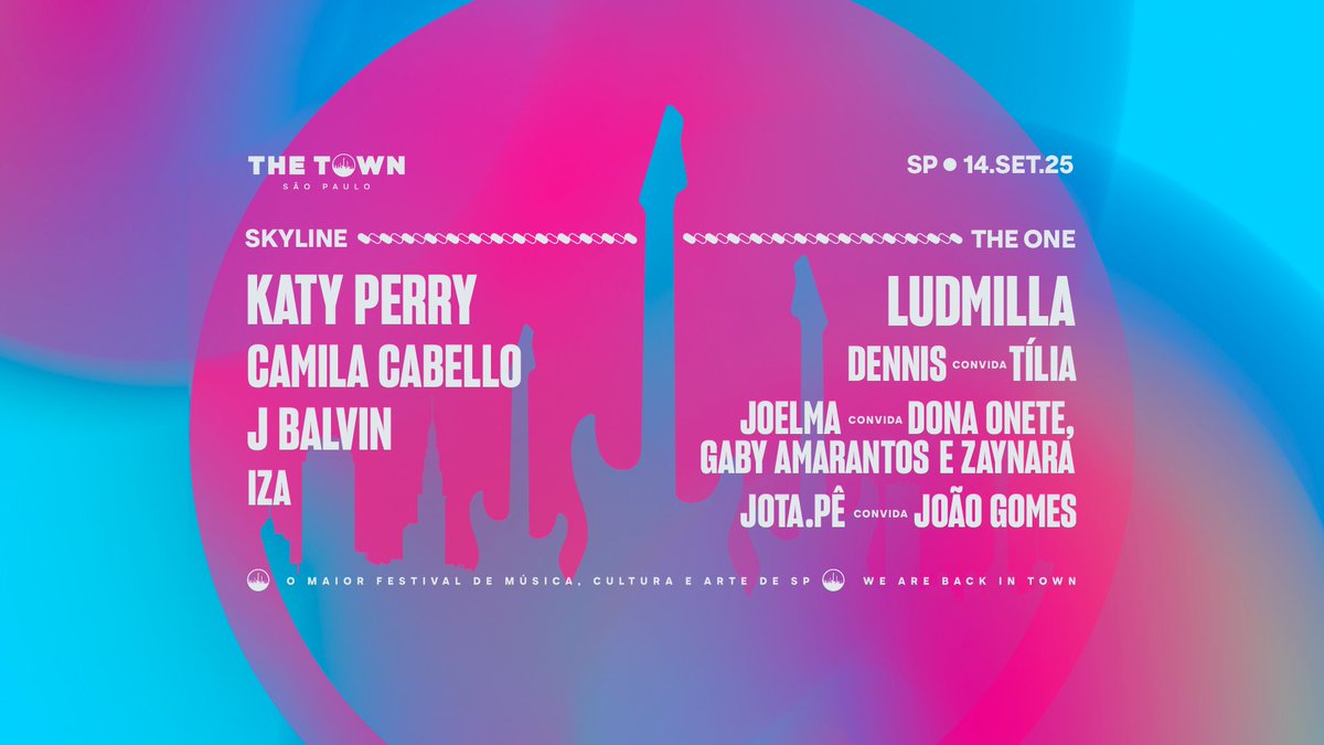 The Town (@thetownfestival) on Twitter photo O line do The One dia 14.SET está completo com encontros pra lá de especiais! 😍
Não perca os shows <a href="/dennisdj/">DENNIS O BRABOAWN</a> convida <a href="/tiliaoficial/">tilia</a>, <a href="/Joelma/">Joelma 👑</a> convida <a href="/DonaOnete/">Dona Onete</a> <a href="/GabyAmarantos/">Gaby Amarantos</a> e <a href="/zaynaraa/">ZAYNARA</a> e <a href="/jotape_oficial/">Jota.pê</a> convida João Gomes.
#TheTown2025 O line do The One dia 14.SET está completo com encontros pra lá de especiais! 😍
Não perca os shows <a href="/dennisdj/">DENNIS O BRABOAWN</a> convida <a href="/tiliaoficial/">tilia</a>, <a href="/Joelma/">Joelma 👑</a> convida <a href="/DonaOnete/">Dona Onete</a> <a href="/GabyAmarantos/">Gaby Amarantos</a> e <a href="/zaynaraa/">ZAYNARA</a> e <a href="/jotape_oficial/">Jota.pê</a> convida João Gomes.
#TheTown2025