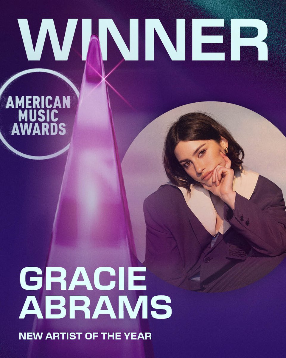 American Music Awards (@amas) on Twitter photo She may be the #AMAs New Artist of the Year, but she's here to stay. Congrats <a href="/gracieabrams/">Gracie Abrams</a>! 🎉 She may be the #AMAs New Artist of the Year, but she's here to stay. Congrats <a href="/gracieabrams/">Gracie Abrams</a>! 🎉