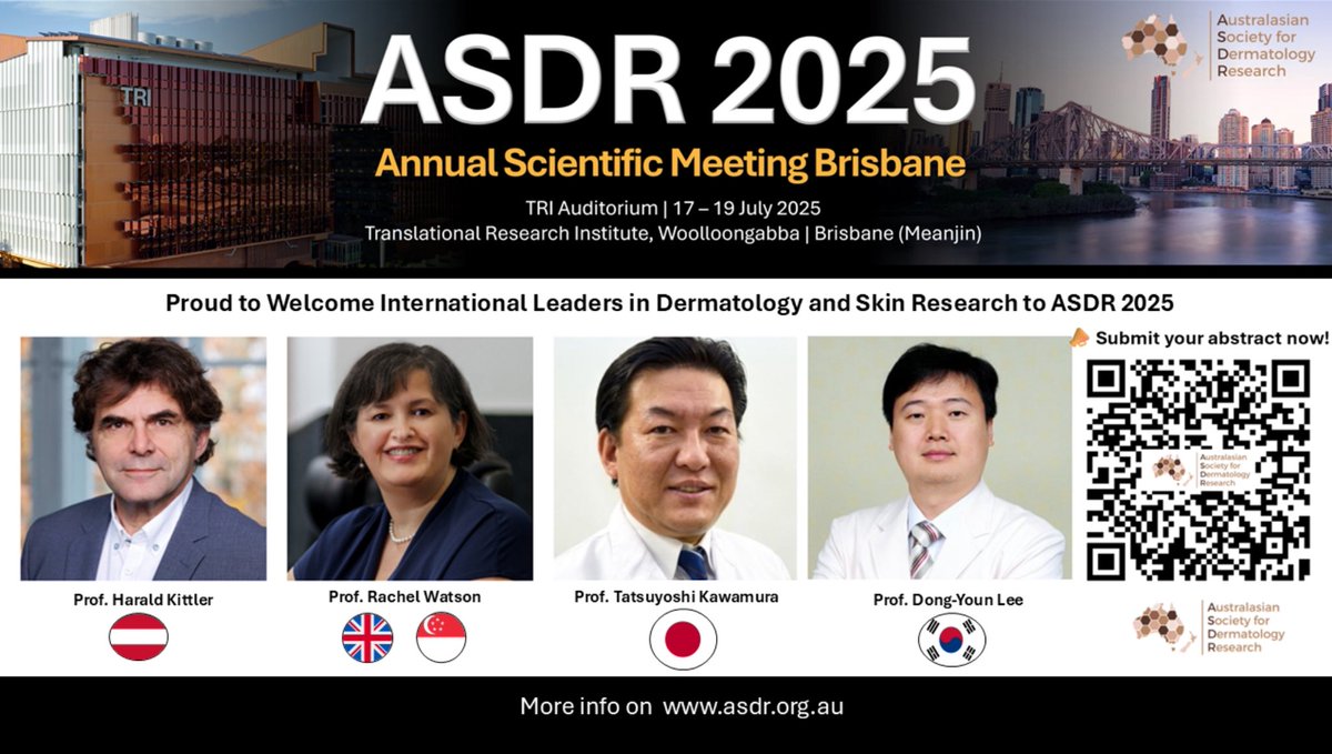 Ali Azimi (@aliazimi0) on Twitter photo Following the successful ASDR2024 in Sydney, the ASDR2025 will be held in Brisbane this year, 17-19 July 2027. There is a great line of international and national speakers. Abstract submission (extended) will close on 02 June 2025.
<a href="/WestmeadInst/">The Westmead Institute for Medical Research</a> <a href="/AsdrResearch/">ASDR-Dermatology Research</a> Following the successful ASDR2024 in Sydney, the ASDR2025 will be held in Brisbane this year, 17-19 July 2027. There is a great line of international and national speakers. Abstract submission (extended) will close on 02 June 2025.
<a href="/WestmeadInst/">The Westmead Institute for Medical Research</a> <a href="/AsdrResearch/">ASDR-Dermatology Research</a>