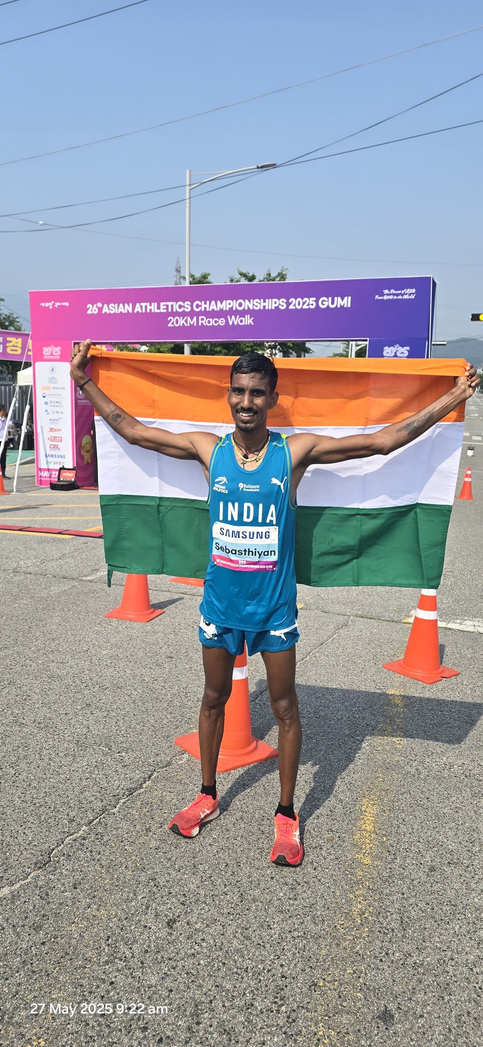 Athletics Federation of India on X: "1st medal for India. Servin Sebastian  wins bronze in men's 20km race walk at 26th Asian Athletics Championships.  #IndianAthletics #IndianArmy #GUMI https://t.co/SNBS2Rwqif" / X