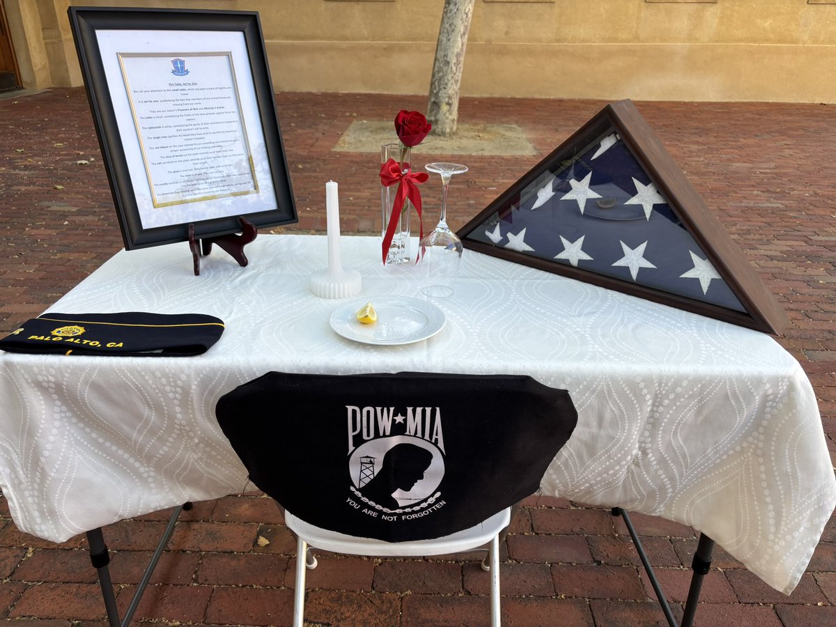 GordianKnotRay's tweet image. #POWMIA table at this evening’s #MemorialDay event at @Stanford University’s Memorial Auditorium, presented by The @AmericanLegion @Post375 Palo Alto. 
🫡🇺🇸🪖🎖️ #SomeGaveAll