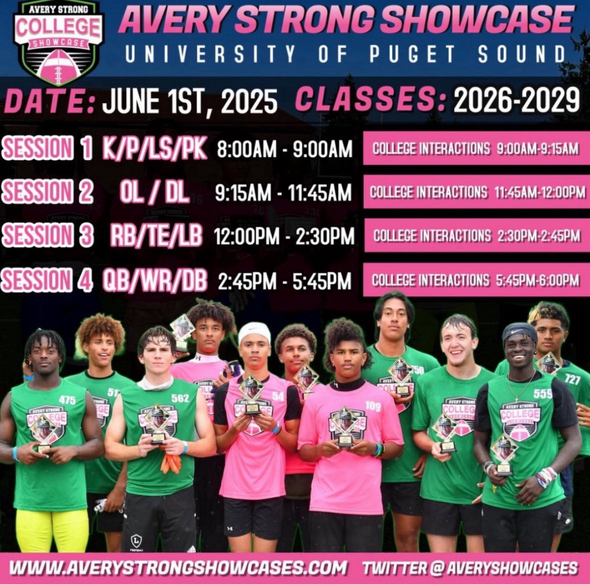 Koen Campos (@campos_koen) on Twitter photo Stoked for <a href="/AveryShowcases/">Avery Strong Showcases</a> this weekend! Ready to compete session 3!
<a href="/mvp7on7/">MVP Elite Football</a> <a href="/JordanJ_/">Jordan Johnson</a> <a href="/Ralph_Lam21/">Ralph_Lam</a> <a href="/BrandonHuffman/">Brandon Huffman</a> Stoked for <a href="/AveryShowcases/">Avery Strong Showcases</a> this weekend! Ready to compete session 3!
<a href="/mvp7on7/">MVP Elite Football</a> <a href="/JordanJ_/">Jordan Johnson</a> <a href="/Ralph_Lam21/">Ralph_Lam</a> <a href="/BrandonHuffman/">Brandon Huffman</a>