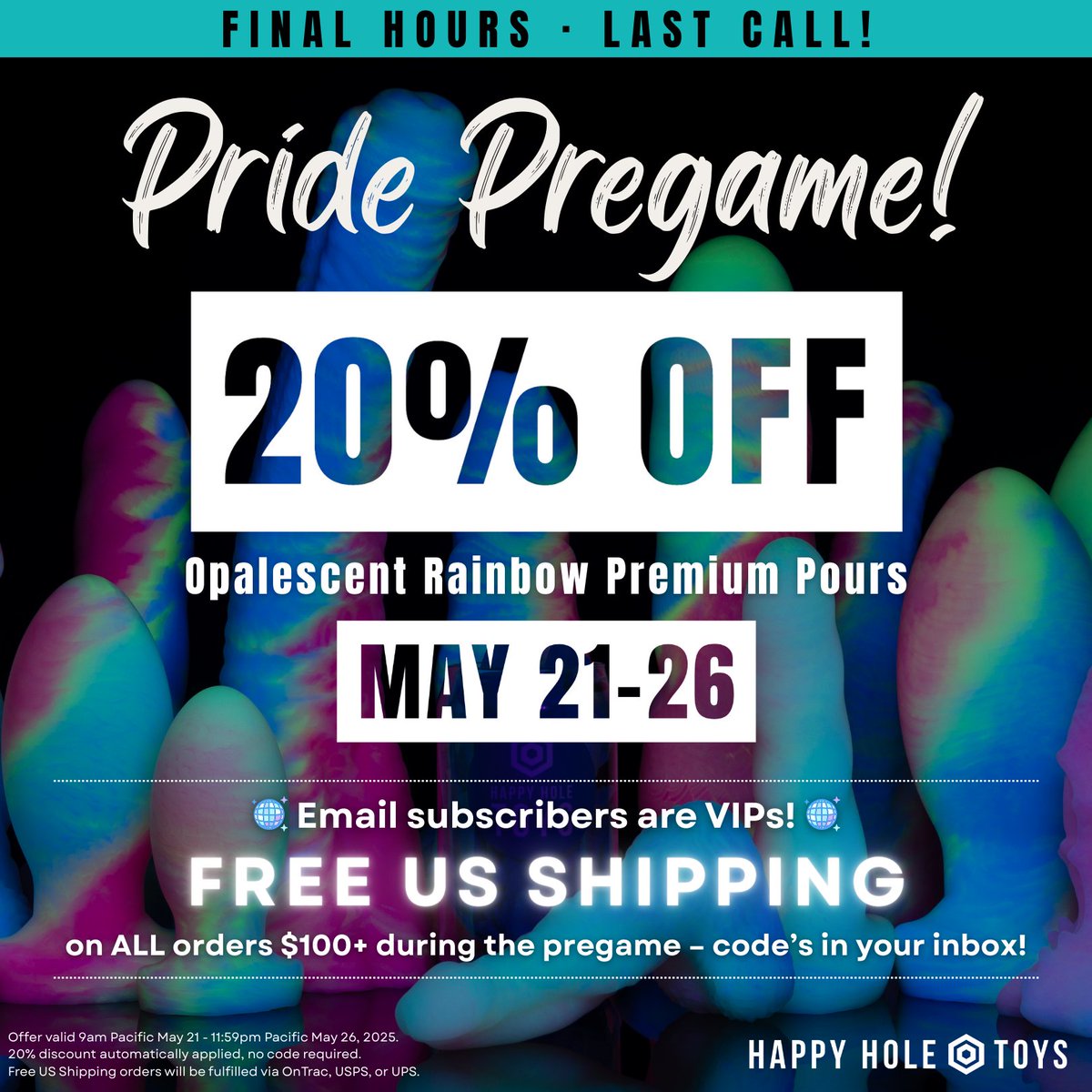 Last call for our Pride Pregame! 🌈⏰

20% off Opalescent Rainbow Premium Pours ends tonight at 11:59pm PT!

Email VIPs: don’t forget your free US shipping code 💌

💃 Snag these prices before they sashay away!