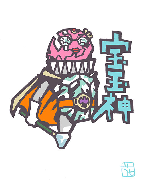 「このタッチであのシールイラスト宝玉神#ビックリマン #このタッチ#ファンアート 」|花小金井正幸＠喫茶宝石箱での個展。2023年開催予定のイラスト