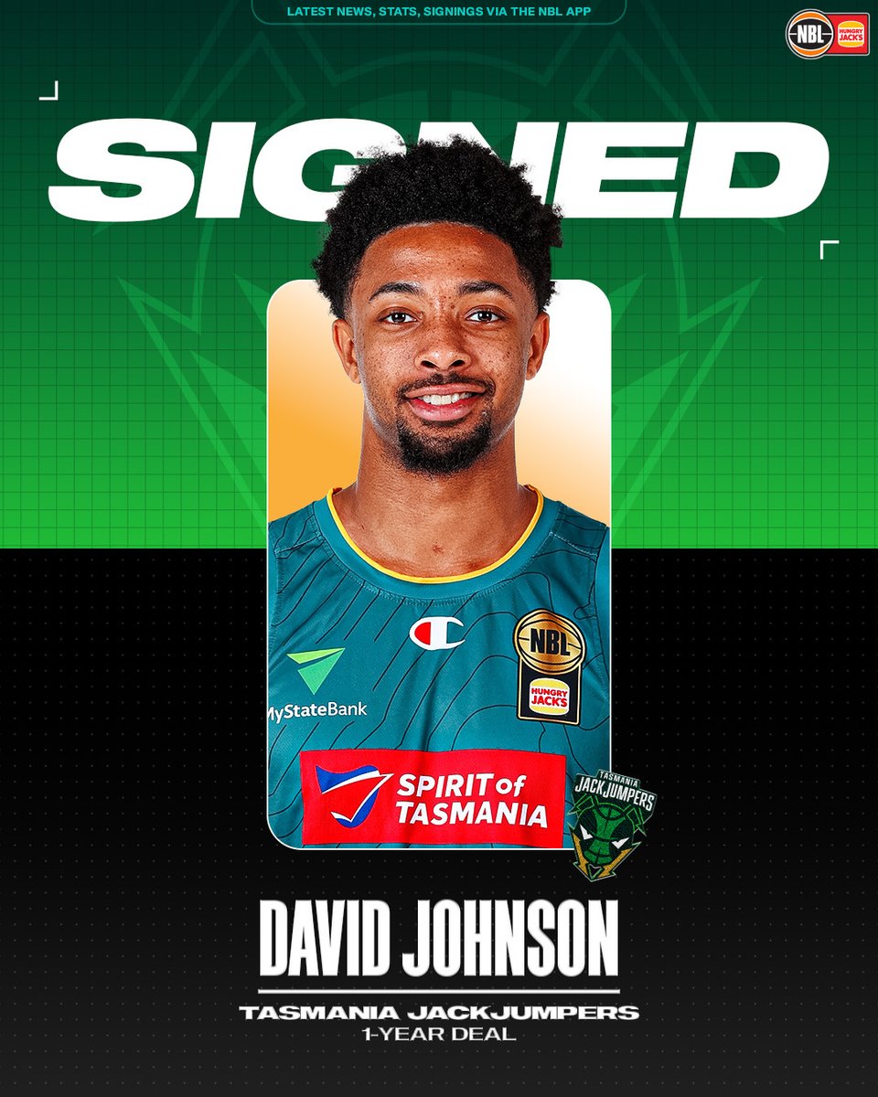 NBL (@nbl) on Twitter photo SIGNED ✍️
The <a href="/JackJumpers/">Tasmania JackJumpers 🐜</a> have signed 6-foot-4 import guard David Johnson on a one-year deal 🐜 SIGNED ✍️
The <a href="/JackJumpers/">Tasmania JackJumpers 🐜</a> have signed 6-foot-4 import guard David Johnson on a one-year deal 🐜