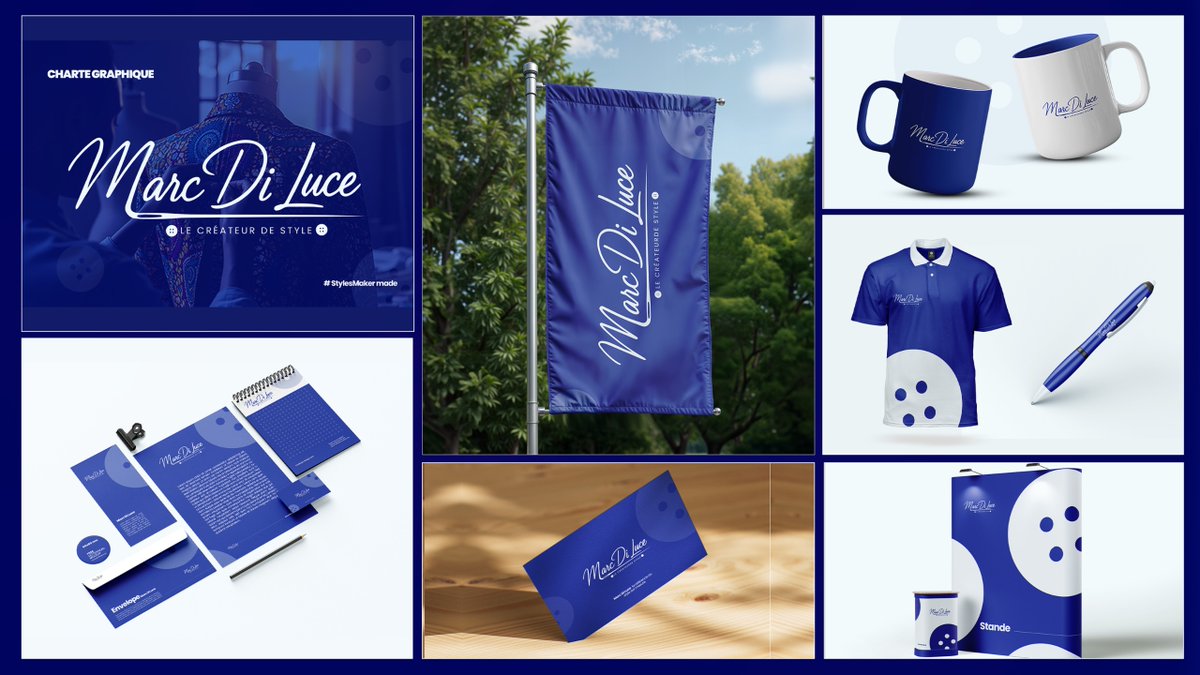 winographique's tweet photo. Nouvelle identité pour Marc Di Luce 💙
Une signature couture, une couleur forte : le bleu profond.
Typo manuscrite + aiguille = élégance, précision, lumière.
Le créateur de Styles.
#MarcDiLuce #Branding #HauteCouture #IdentitéVisuelle https://t.co/uKcwmk53Bn