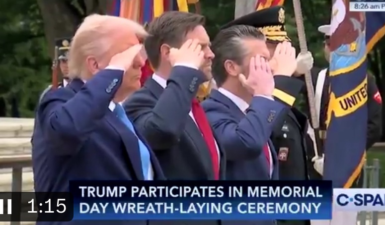 LogarithmicDis 🦋🇺🇸🇨🇦⛷️🔬🏨 (@logarithmicdis) on Twitter photo I’m no fan, but at least <a href="/JDVance/">JD Vance</a> has a proper salute.
Donny looks like he’s shading his eyes from the sun - and Kegbreath looks like he’s nursing a headache.
<a href="/POTUS/">President Donald J. Trump</a>
<a href="/PeteHegseth/">Pete Hegseth</a>
#ArlingtonNationalCemetery
#MemorialDay I’m no fan, but at least <a href="/JDVance/">JD Vance</a> has a proper salute.
Donny looks like he’s shading his eyes from the sun - and Kegbreath looks like he’s nursing a headache.
<a href="/POTUS/">President Donald J. Trump</a>
<a href="/PeteHegseth/">Pete Hegseth</a>
#ArlingtonNationalCemetery
#MemorialDay