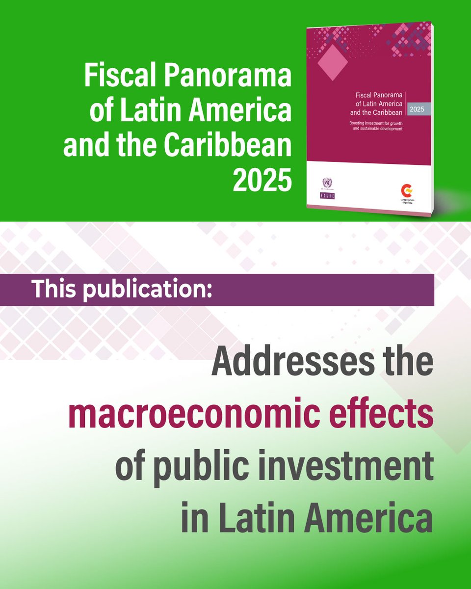 ECLAC (@eclac_un) on Twitter photo ✳️ECLAC LAUNCHES NEW PUBLICATION✳️
📚 bit.ly/FiscalPanorama…
"Fiscal Panorama of #LatinAmerica and the #Caribbean 2025." Executive Secretary <a href="/JoseMSalazarX/">JoseMSalazarX_CEPAL</a> unveiled today a new edition of this annual report during the XXXVII Regional Seminar on #FiscalPolicy.
Don’t miss it! ✳️ECLAC LAUNCHES NEW PUBLICATION✳️
📚 bit.ly/FiscalPanorama…
"Fiscal Panorama of #LatinAmerica and the #Caribbean 2025." Executive Secretary <a href="/JoseMSalazarX/">JoseMSalazarX_CEPAL</a> unveiled today a new edition of this annual report during the XXXVII Regional Seminar on #FiscalPolicy.
Don’t miss it!