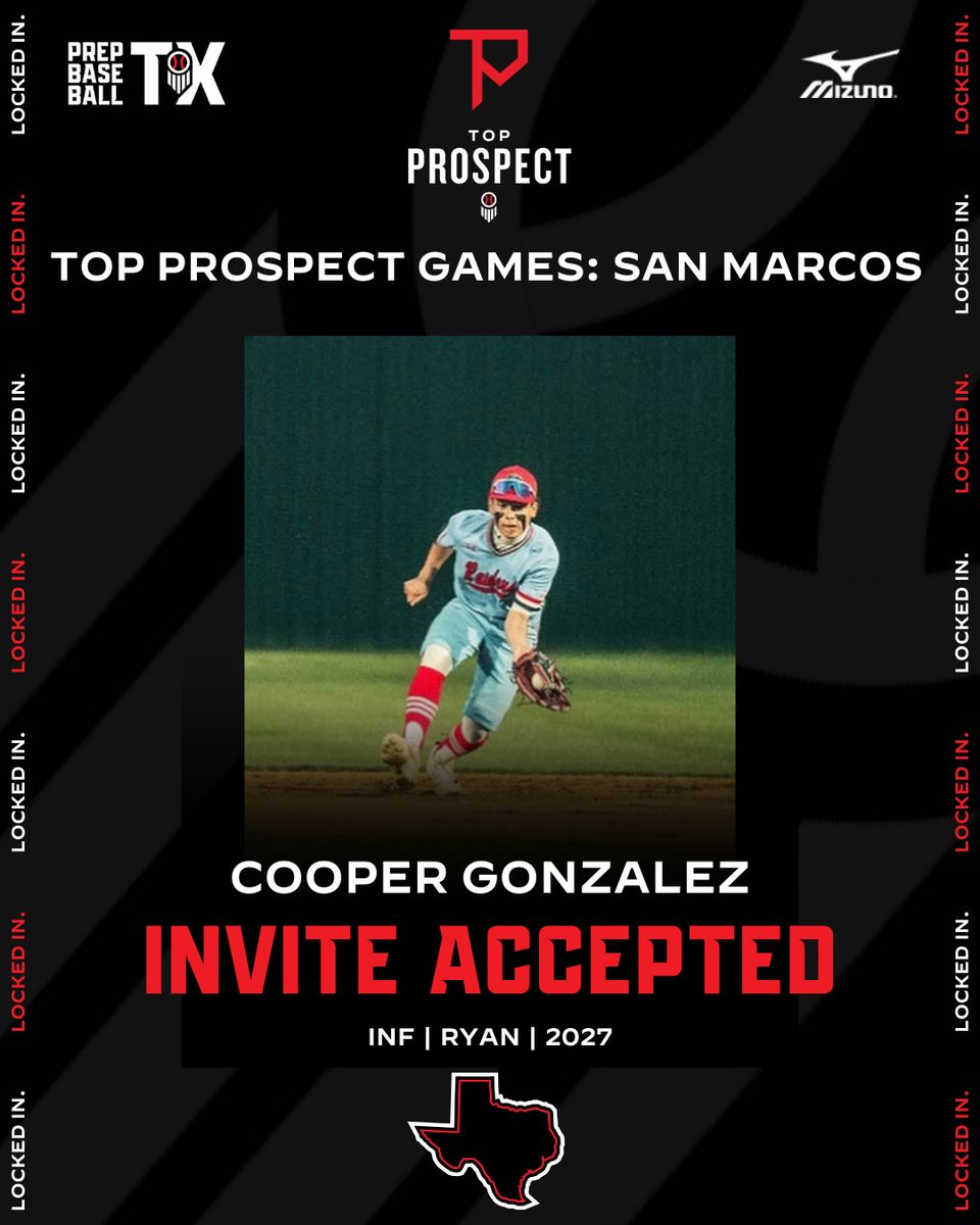 Prep Baseball Texas (@prepbaseball_tx) on Twitter photo #TXTPG25: 𝗜𝗡𝗩𝗜𝗧𝗘 𝗔𝗖𝗖𝗘𝗣𝗧𝗘𝗗 🎟️
‘27 Cooper Gonzalez (<a href="/CooperGonzale10/">Cooper Gonzalez</a> | <a href="/RaiderDugout/">Ryan Raider Baseball</a>) is headed to the 𝐓𝐨𝐩 𝐏𝐫𝐨𝐬𝐩𝐞𝐜𝐭 𝐆𝐚𝐦𝐞𝐬: San Marcos at Texas State on June 17.
This showcase + gameplay event will feature some of the best players in the area.
More #TXTPG25: 𝗜𝗡𝗩𝗜𝗧𝗘 𝗔𝗖𝗖𝗘𝗣𝗧𝗘𝗗 🎟️
‘27 Cooper Gonzalez (<a href="/CooperGonzale10/">Cooper Gonzalez</a> | <a href="/RaiderDugout/">Ryan Raider Baseball</a>) is headed to the 𝐓𝐨𝐩 𝐏𝐫𝐨𝐬𝐩𝐞𝐜𝐭 𝐆𝐚𝐦𝐞𝐬: San Marcos at Texas State on June 17.
This showcase + gameplay event will feature some of the best players in the area.
More
