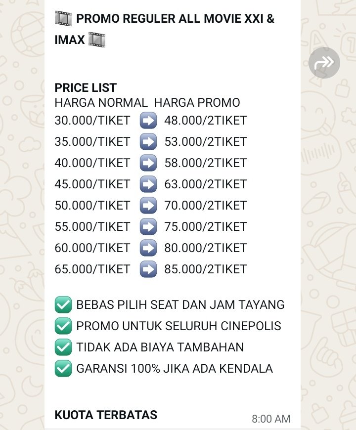 promo tiket bioskop 
xxi, cinepolis, cgv yuk senggg 
murce abiezzz 😘😘😘
contact : wa.me/628871553161
#zonauang