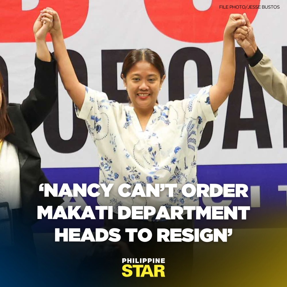 A Makati official reminded Mayor-elect and outgoing Sen. Nancy Binay on Monday that she could not order city department heads to resign as they hold permanent positions under the Civil Service Code. tinyl.co/3La4