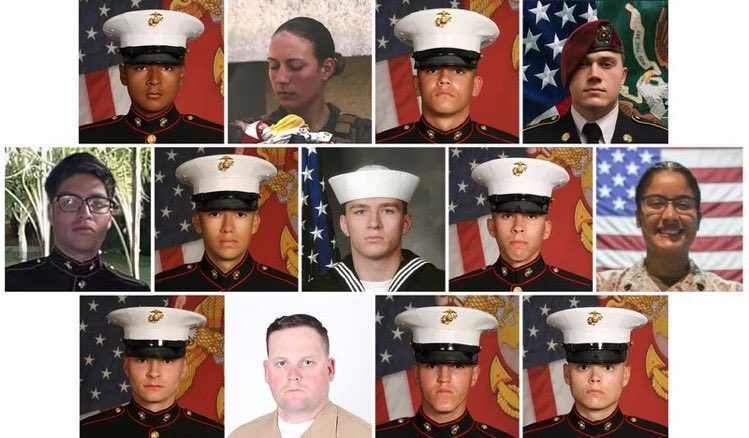 A thread of the 13 U.S. service-members killed by an ISIS-K bomber on 8/26/21 as they manned the gates at Kabul airport. They were put in an impossible situation by America’s leaders, but they did their duty &amp; died heroes. It’s fitting &amp; proper to honor them this #MemorialDay.🇺🇸