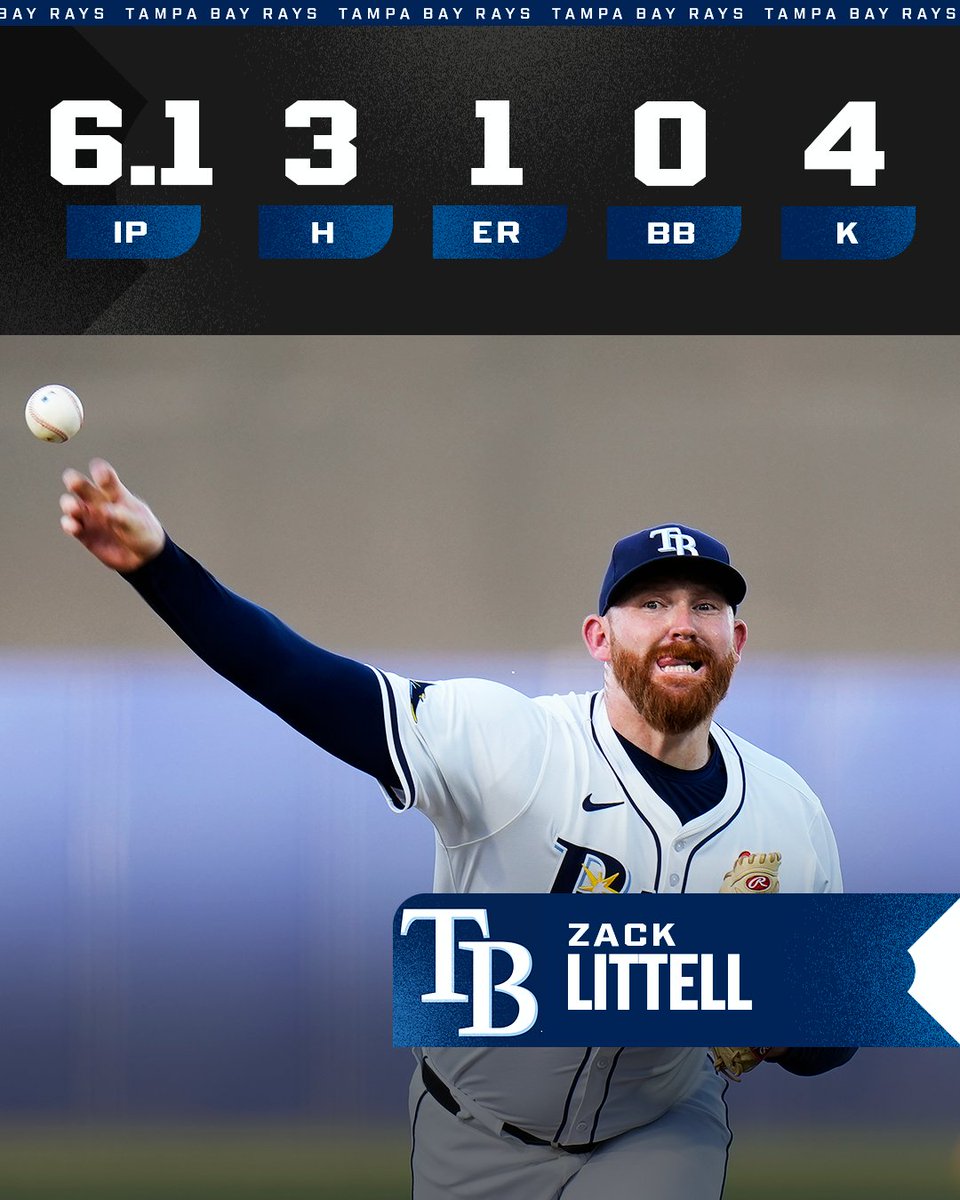 Zack Littell has allowed 2 ER or fewer in 5 of his last 6 starts for <a href="/RaysBaseball/">Tampa Bay Rays</a>.
