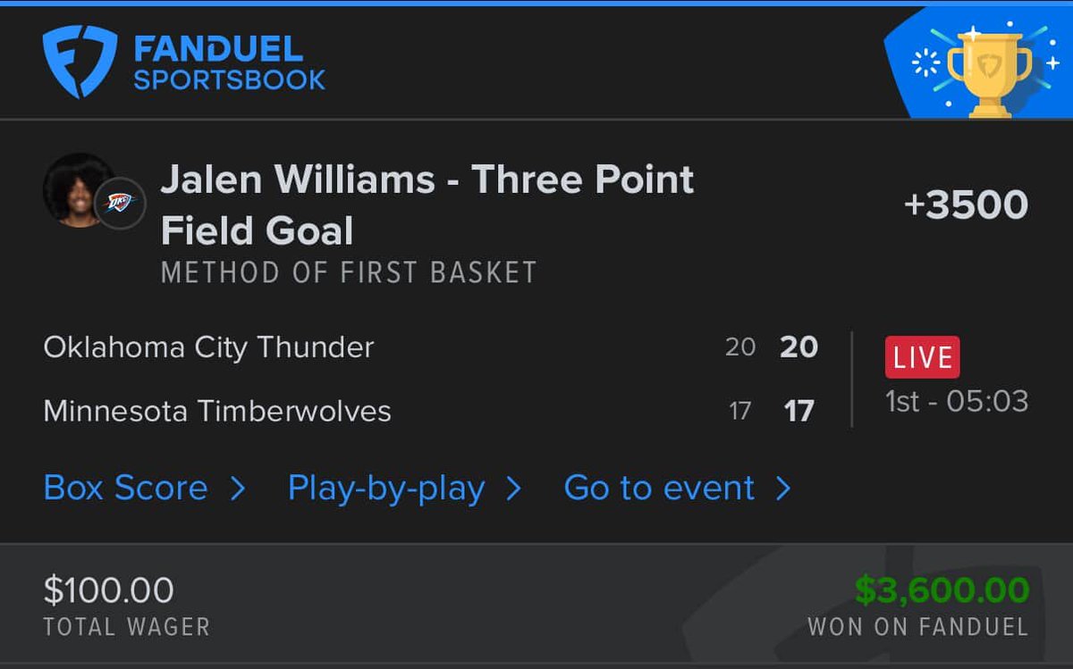 JALEN WILLIAMS METHOD OF FIRST BASKET THREE SNIPE FOR $3.6K 🎯

(IG: motravis4real <a href="/fdsportsbook/">FanDuel Sportsbook</a>)
