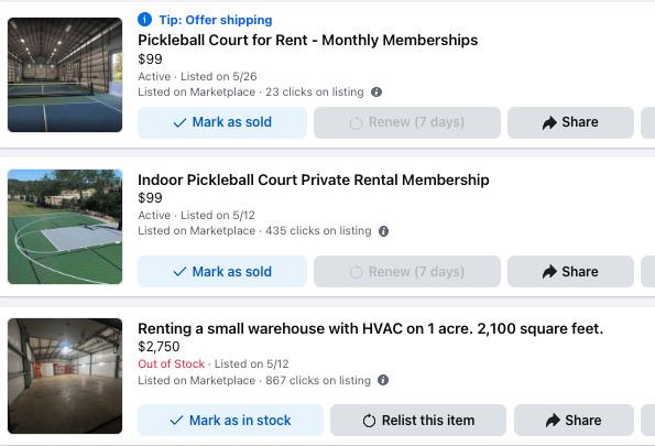 I am once again reminding you:

Just list things on FB Marketplace. Just do it.

No, not to sell your old iPhone, but to learn. Is there demand? Will there be clicks? What do people say when they message me? How should I price this?

Every time you have an idea, go to FBM FIRST.